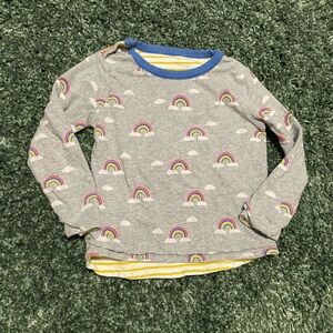 Boden Gray Long Sleeve Shirt with Rainbow Print size 2-3